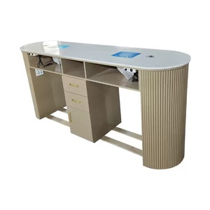 Mesa de Manicura Moderna con Superficie de Mármol y Almacenamiento para Muebles de Salón - Product Image 2