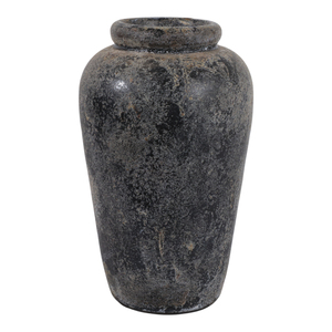 Vaso moderno in terracotta con texture spazzolata e forme arrotondate per l'arredamento del soggiorno, della camera da letto e come complemento d'arredo. - Product Image 1