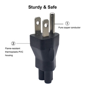Adaptador de Corriente Industrial IEC 320 C6 Macho Tipo Mickey Mouse, Enchufe Macho C6 de 3 Pines para EE. UU., Corriente Nominal 10A, Enchufe NEMA 5-15P - Product Image 3