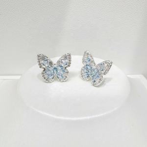 Boucles d'oreilles fantaisie en argent sterling 925 plaqué argent, motif nœud papillon, style coréen, hypoallergéniques, pour filles, prix usine. - Product Image 3