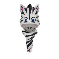 Mini ballon en aluminium à motif de dessin animé avec support tête d'animal, petit cadeau à tenir à la main