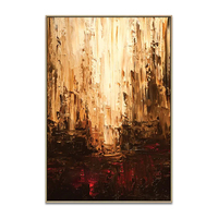 Peinture abstraite de paysage urbain faite à la main, acrylique, colonnes lumineuses verticales, texture épaisse, art mural pour la décoration intérieure de salon de luxe