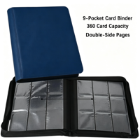 Classeur de cartes à collectionner à 9 pochettes en cuir PU avec fermeture éclair et pages en PP pour collection de cartes sportives