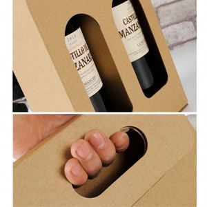 Cajas de papel de regalo para botellas de vino corrugadas al por mayor, 2 cajas de envío portátiles para whisky con asa de troquelado para <span class=keywords><strong>vodka</strong></span> y Tequila - Product Image 4