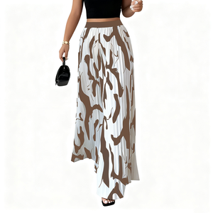 <span class=keywords><strong>Pantalones</strong></span> de pierna ancha plisados de verano Estampado de moda <span class=keywords><strong>Pantalones</strong></span> largos sueltos versátiles de cintura elástica cómodos para mujer - Product Image 5