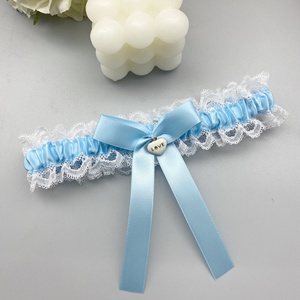 Nouvelle <span class=keywords><strong>Jarretière</strong></span> de Mariée en Dentelle Élastique Bleu Clair Style Européen et Américain pour Femme - Product Image 5