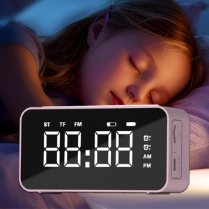 Không Dây Cho 5.0 Loa Điện Thoại Di Động FM Đài Phát Thanh TF Chơi M5 Xách Tay Mini 3W Kép Đồng Hồ Báo Thức Gương Đèn LED Dài - Product Image 1