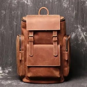 Sıcak satış vintage özel deri sırt çantası Unisex sırt çantası seyahat sırt çantası açık
