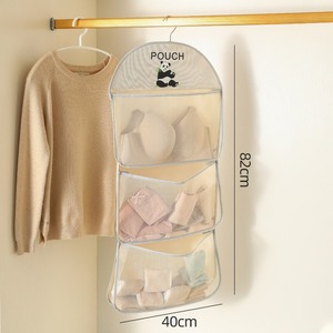 Sac de rangement suspendu pour lingerie, organisateur double face en maille pour soutiens-gorge, sous-vêtements, chaussettes, armoire, dortoir, type crochet, en tissu non tissé - Product Image 3