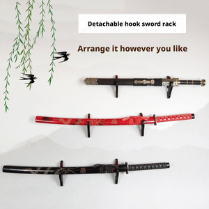 Support <span class=keywords><strong>mural</strong></span> rotatif en velours à 2 niveaux pour épées, avec crochet rembourré réglable, pour samouraï, <span class=keywords><strong>katana</strong></span>, tanto, sabre laser et sabre - Product Image 2