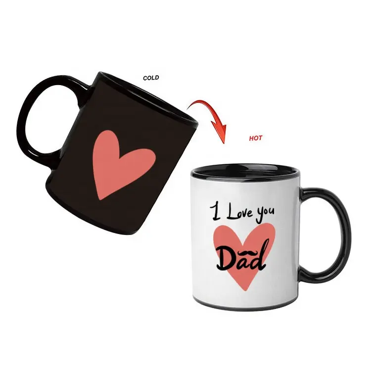 Özelleştirilmiş porselen sihirli kupalar baba günü hediyeleri baskı logosu çift seramik kupalar renk değişimi kahve kupa
