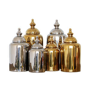 เหยือกขิงเซรามิกพร้อมฝาปิดสำหรับตกแต่งสีเงินทองสไตล์โมเดิร์นขายส่ง - Product Image 5