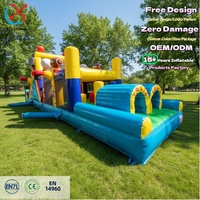 Parcours d'obstacles gonflable géant commercial pour adultes et enfants, jeux sportifs, structure gonflable pour adultes
