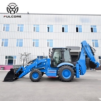 Chargeuse sur pneus diesel certifiée CE FULCORE 1,5 m³ avec godet de rétrocaveuse pour le terrassement avant et l'excavation arrière, idéale pour les travaux municipaux