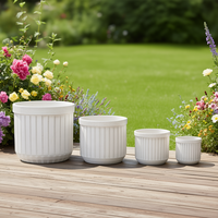 Ensemble de pots à plantes en céramique MDJ, 4 pièces, ronds, blancs brillants, style moderne, pour l'intérieur et l'extérieur, jardin, fleurs
