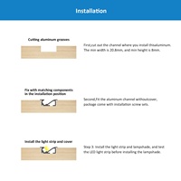Installation Facile 042 Profilé encastré léger pour bande LED, diffuseur de profilés en aluminium série 6000