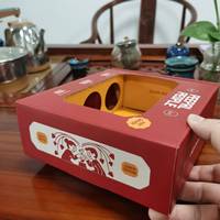 Kemasan Kertas Bergelombang Khusus GMI dengan Merek, untuk 3/6 Botol Jus/Anggur, Lipat, Laminasi Matt, Embossing, Dapat Didaur Ulang