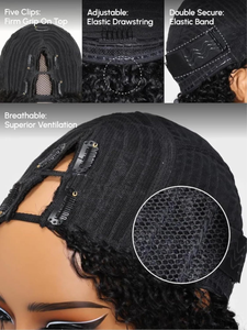 V partie perruques cheveux humains Jerry bouclés pince sans colle dans Vpart perruque Minimal Leave Out Upgrade U partie perruque de cheveux humains 10-30 pouces - Product Image 6