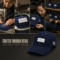 Casquette de baseball 5 panneaux en polyester/coton avec tour de tête réglable, tissu toile/denim/maille, broderie 3D, impression numérique