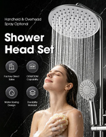 Ensemble de douche économe en eau en ABS avec pommeau de pluie, brumisateur et douchette à main, triple sortie, pour salle de bain d'hôtel et toilettes