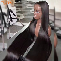 Perruques brésiliennes en cheveux humains naturels 15A, densité 250, lisses HD, pré-épilées avec dentelle transparente 13x6 13x4