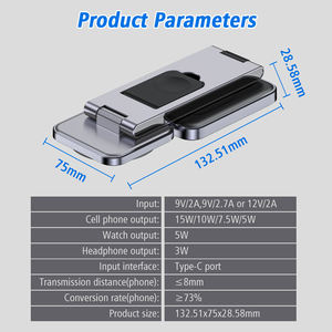 Cargador Inalámbrico Magnético 3 en 1 Certificado Tipo-C, Soporte para Teléfono de Aleación de Aluminio, Plegable, Portátil, de Escritorio, Carga Rápida de 15W - Product Image 6
