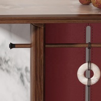Nouvelle table console étroite en bois massif de style chinois, noyer noir de luxe, avec plateau en dalle de roche pour hôtel, chambre à coucher, salon