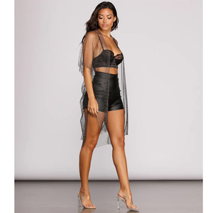 Capa <span class=keywords><strong>de</strong></span> Fiesta Unisex Transparente <span class=keywords><strong>de</strong></span> Malla Cristal Rosa para Mujer, Kaftán <span class=keywords><strong>Blanco</strong></span> con Abertura Lateral, Kimono <span class=keywords><strong>de</strong></span> Cadena Metálica Negra con Pedrería para <span class=keywords><strong>Playa</strong></span> - Product Image 2