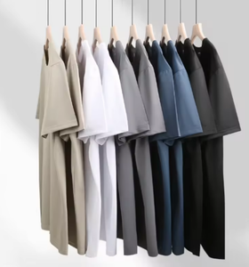 Camiseta Masculina de Algodão Pesado Branca de Manga Curta, Corte Solto, Cor Sólida, Roupas Casuais de Verão com Opções de <span class=keywords><strong>Design</strong></span> de Logo em Branco - Product Image 2