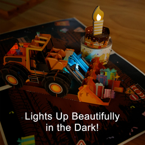 כרטיס ברכה תלת-ממדי קופץ בצורת מלגזה עם אור ומוזיקה, חיתוך צורני, לכה מט, הדפסה 4 צבעים על נייר מצופה - Product Image 5