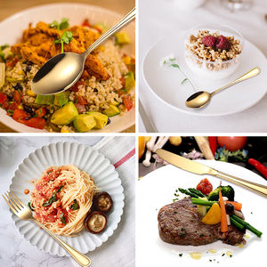 Cubiertos chapados en oro <span class=keywords><strong>de</strong></span> plata <span class=keywords><strong>de</strong></span> lujo, tenedores, cucharas, cuchillos, cubiertos <span class=keywords><strong>de</strong></span> <span class=keywords><strong>acero</strong></span> <span class=keywords><strong>inoxidable</strong></span> para restaurante <span class=keywords><strong>de</strong></span> Hotel - Product Image 3