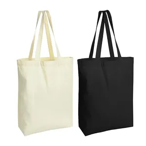 Custom Diy Grocery Shopping Gift Multi-Purpose Reusable Black White Blank Plain Tote Bag With Zipper Cotton Canvas