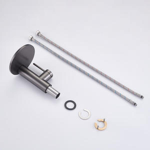 Robinet de lavabo en cascade en acier inoxydable gris canon de fusil, unité unique, pour hôtels, avec noyau en céramique, eau chaude/froide - Product Image 4