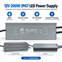 Alimentation LED étanche 12V 200W IP67, transformateur à tension constante CE RoHS pour bandes LED extérieures et enseignes