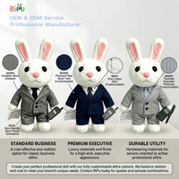 Peluche Lapin d'Affaires Personnalisée de Haute Qualité, Super Douce, Pondérée, Rembourrée en Coton PP Sûr, Fabricant OEM ODM, Marque BIPU, pour Fêtes