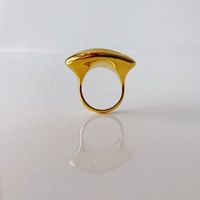 Trendiger Massiver Goldring für Damen und Herren Edelstahl Breiter Gewölbter Goldband Einzigartiger 18 K Gold Kuppelring
