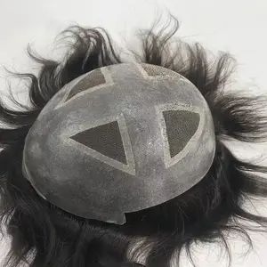 Emeda Hot sale Cross Australia style Men Toupee PU around with lace base human hair replacement