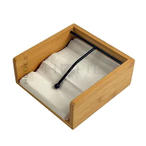 2022 Настольный бамбуковый органайзер, коробка для хранения салфеток, деревянный держатель для салфеток