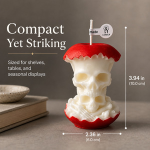 Bougie parfumée à la pomme en forme de crâne effrayant pour Halloween, décoration de fête, ornement, cadeau de fête - Product Image 3