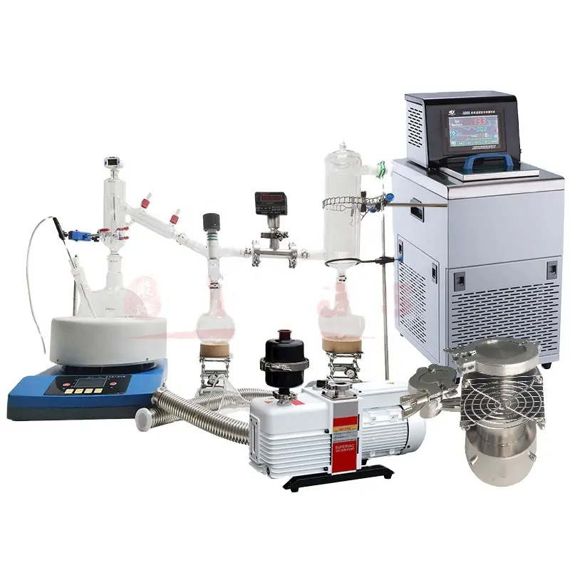 Kit sistem distilasi vakum peralatan Lab kaca 2L 5L 10L 20L distilasi jalur pendek