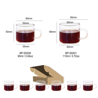 Tasse en verre borosilicate 110 ml / 3,72 oz, mini-tasse 6 en 1, vaisselle à expresso, vaisselle de haute qualité pour le café et le thé, ustensiles de cuisine pour la maison