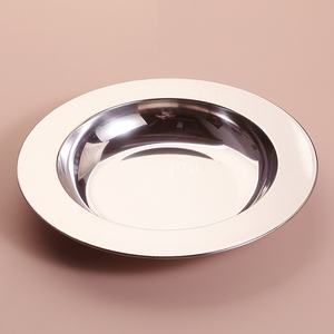 Plateau <span class=keywords><strong>rond</strong></span> en acier inoxydable avec bord large <span class=keywords><strong>Service</strong></span> profond écologique pour plaque <span class=keywords><strong>de</strong></span> chargeur pour la vente à la demande <span class=keywords><strong>de</strong></span> soupe <span class=keywords><strong>de</strong></span> fête à la maison - Product Image 1