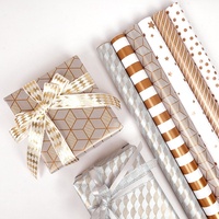 Papier d'Emballage en Feuille d'Or en Cuivre Rouleau Luxe Léger Motif Géométrique 43CM * 3M pour la Saint-Valentin Anniversaire