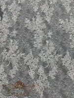 DELACE MY Tissu en dentelle de haute qualité brodé de fleurs, perlé et à paillettes pour robe de mariée, dentelle Chantilly française avec cordons