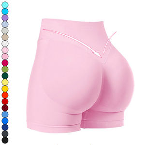 Ropa de mujer con logotipo personalizado, ropa deportiva sólida para gimnasio, ropa deportiva, pantalones cortos de Yoga ajustados, mallas, pantalones cortos de Yoga sin costuras para mujer - Product Image 1