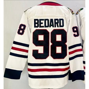 Camiseta de Hockey Chicago Blackhawks Bedard 98 para Hombre, Roja y Blanca, Estilo Deportivo Informal para Casa y Viajes, Transpirable, Sin Cuello, 100% Deportivo - Product Image 5