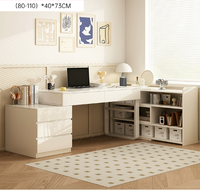 Le bureau d'ordinateur tout-en-un de style crème d'angle convient aux chambres à coucher
