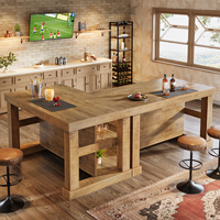Table de bar Tribesigns de 55 pouces avec étagères de rangement, table de salle à manger haute pour cuisine, unité de bar rectangulaire en bois pour la maison