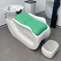 Nouveau lit de lavage de luxe durable pour salon, avec design moderne et simple en céramique et acier inoxydable, semi-inclinable et à hauteur réglable pour salon de coiffure
