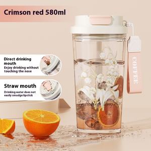 Verres en plastique portables de grande valeur conception de fleurs simples tasse à café de thé paille à boire directe nouveau Style de vallée de lys pour - Product Image 2